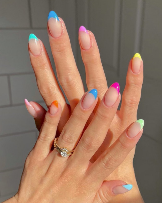 Colourful French Tip Nails 1 I Take You Wedding Readings Wedding