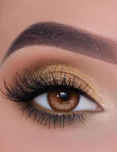 Soft Glam Makeup Ideas Golden Glitter Glam Makeup Look