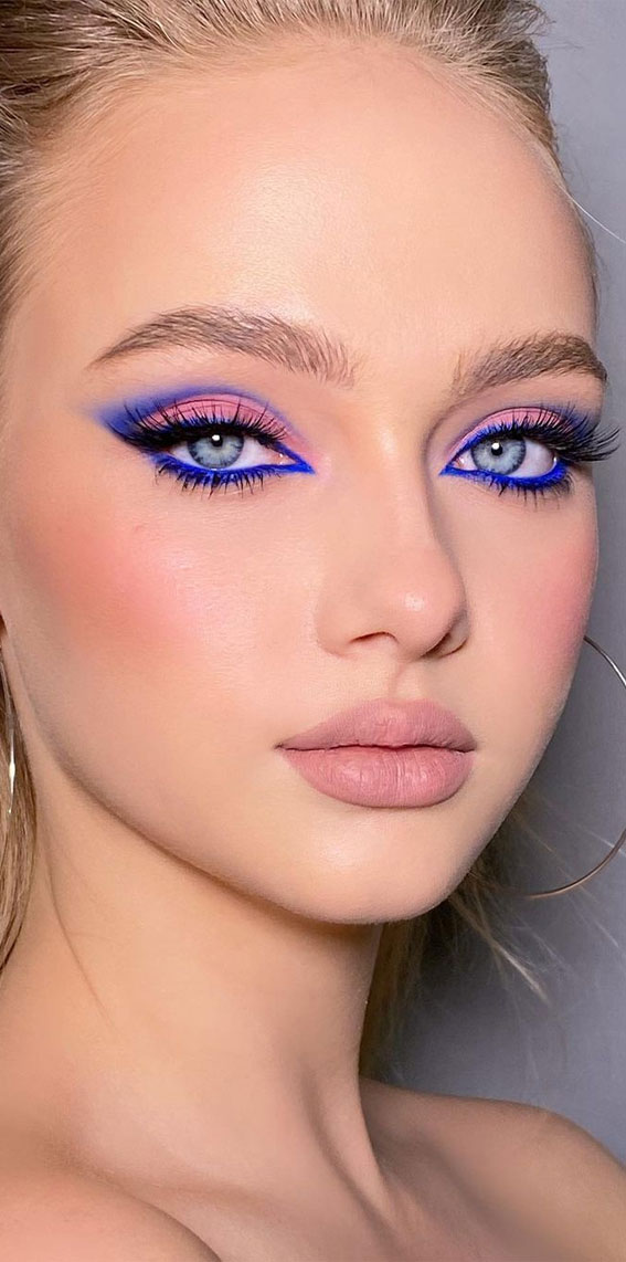 Stunning Makeup Looks Electric Blue Pale Pink