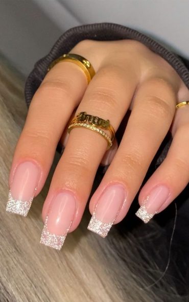 Modern French Style Nails To Be Wearing In Sparkle Gel French