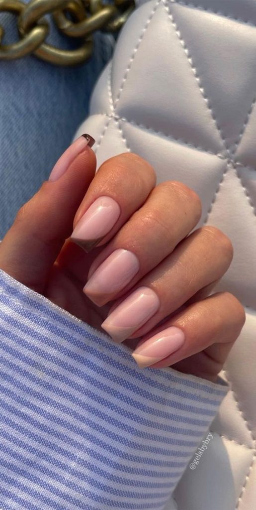 Modern French Style Nails To Be Wearing In Nude Coloured Side