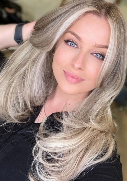 Autumn Hair Colour Trends Icy Blonde Balayage Layered Cut