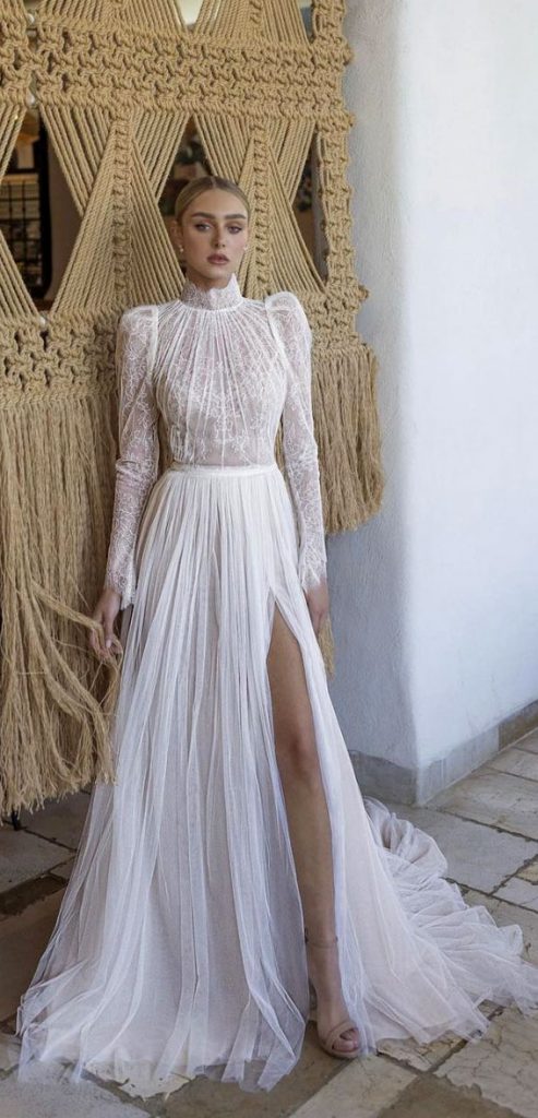 Breathtaking Wedding Dresses In High Neck Bohemian Wedding Dress