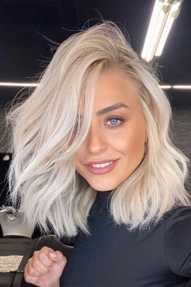 Ways To Wear Spring S Best Hair Colours Platinum Blonde Lob Cut