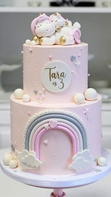 55 Cute Cake Ideas For Your Next Party Two Tiered Cake For 3rd Birthday