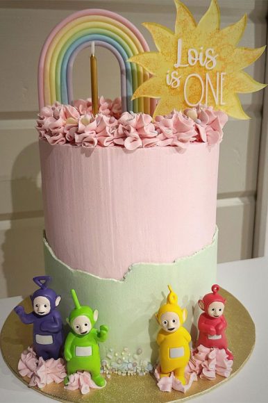 30 Cute Teletubbies Cake Ideas First Birthday Pink Cake