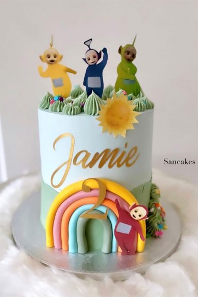 30 Cute Teletubbies Cake Ideas Light Blue Cake