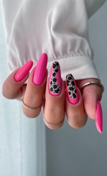 Embrace The Warmth With Radiant Summer Nails Leopard Bright Pink Nails