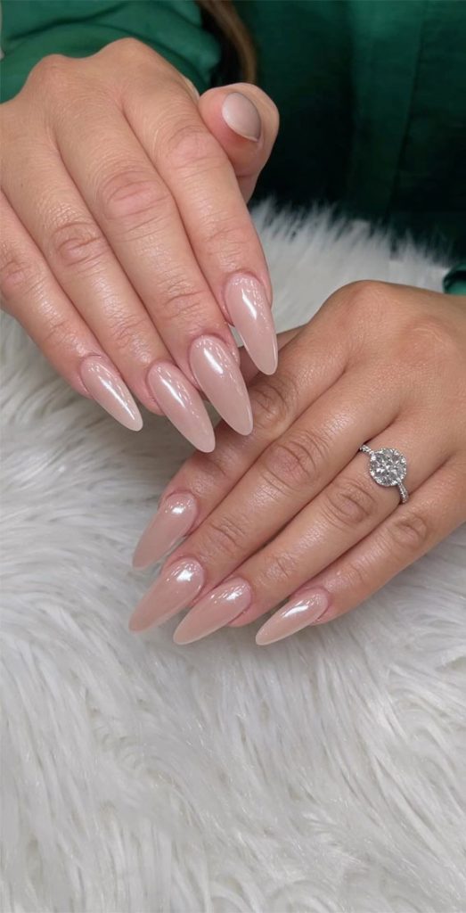 25 Elegant Bliss Captivating Wedding Nail Designs Nude Chrome Nails