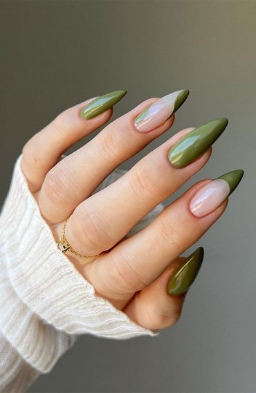 Embrace Autumn With Stunning Nail Art Ideas Deep Green Shade Nails