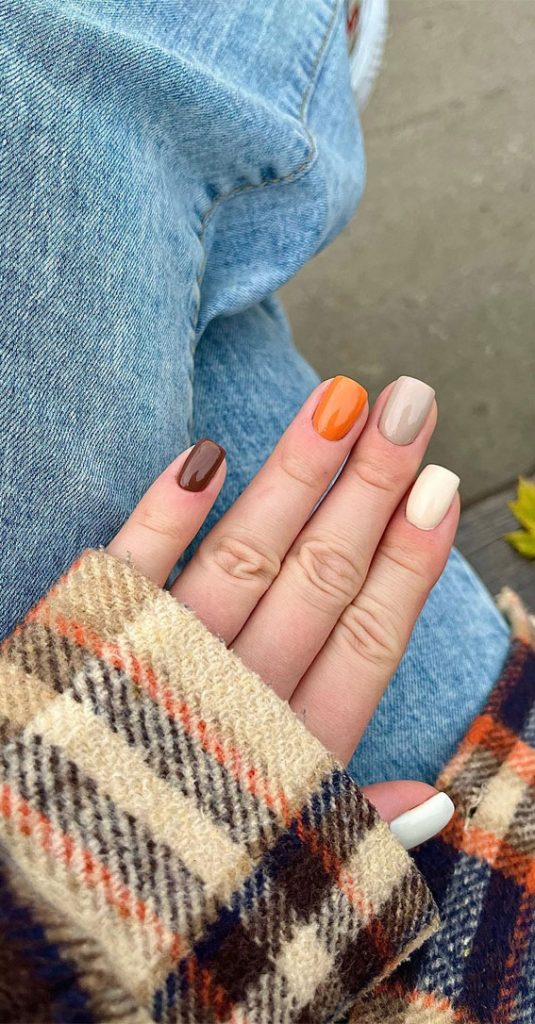 Embrace Autumn With Stunning Nail Art Ideas Brown Orange Nude