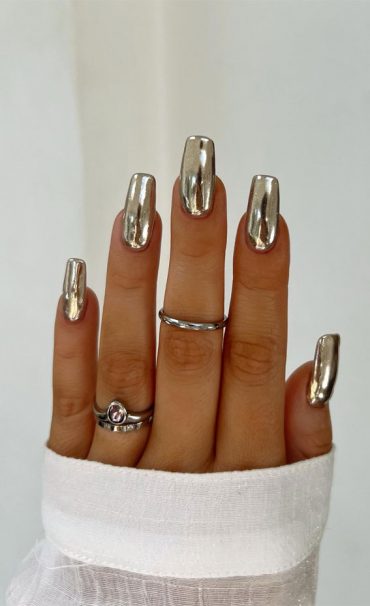 Brilliant Chrome Nail Art Designs Reflective Silver Chrome Nails