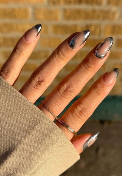 40 Brilliant Chrome Nail Art Designs Silver Negative Space