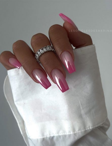 Brilliant Chrome Nail Art Designs Pink Ombre Chrome Nails