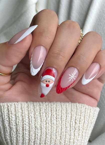 Winter Wonders Festive Christmas Nail Art Designs Santa Red