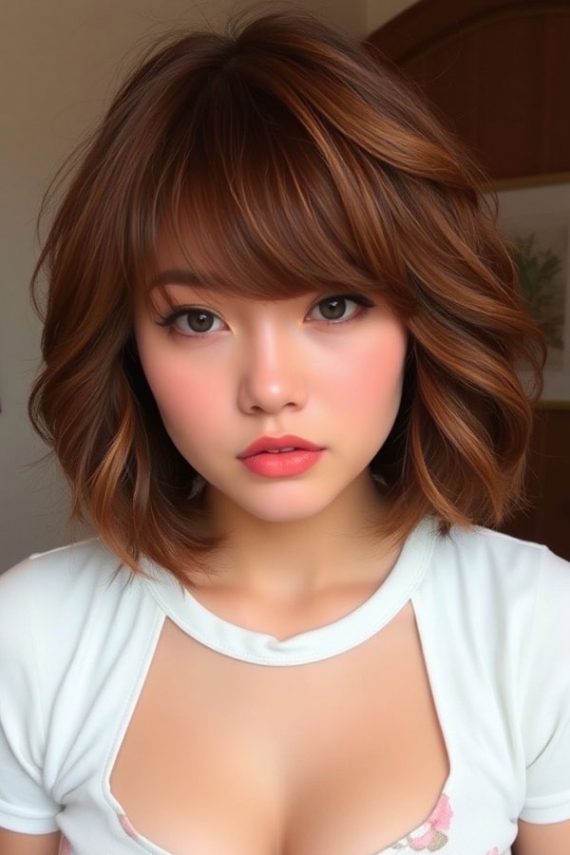 50 Chic Shoulder Length Haircuts With Bangs Voluminous Layered Waves