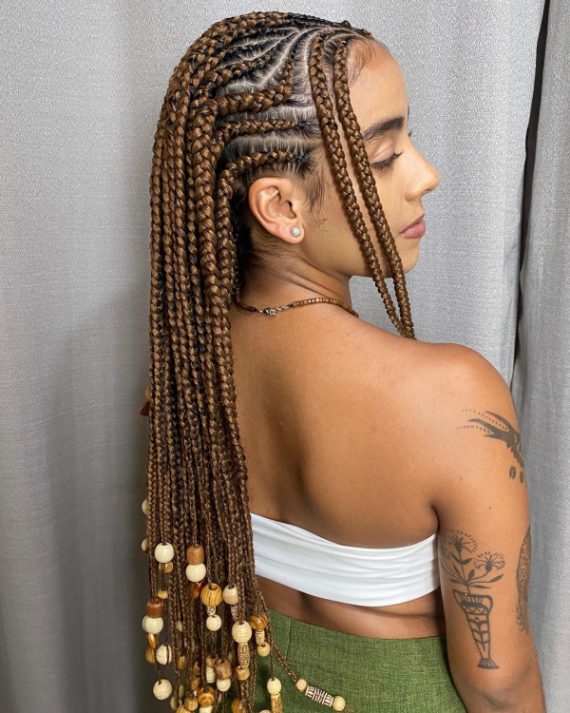 Trendy Fulani Braids With Beads Caramel Long Fulani Braids