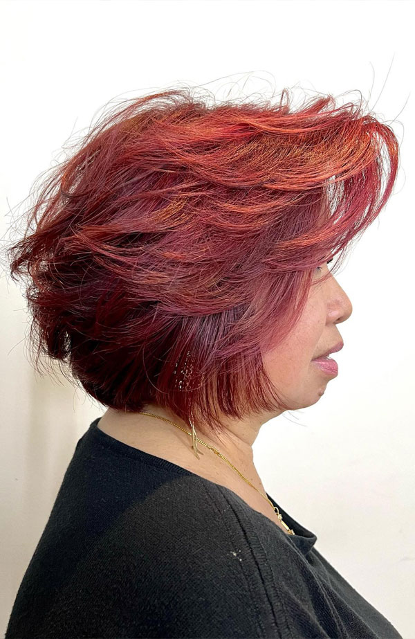 Short Layered Haircuts For Women Over Fiery Red Layered Bob