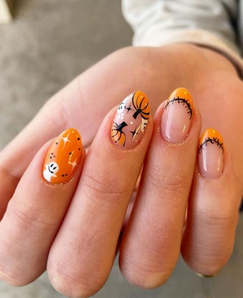 Spooky Halloween Nail Ideas Pumpkin Ghost French Tips I Take