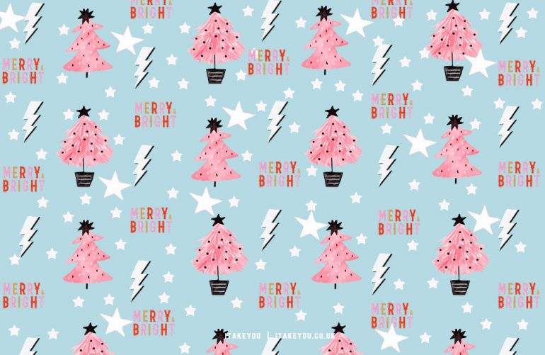 Preppy Christmas Wallpaper Ideas Merry Bright Blue Background I