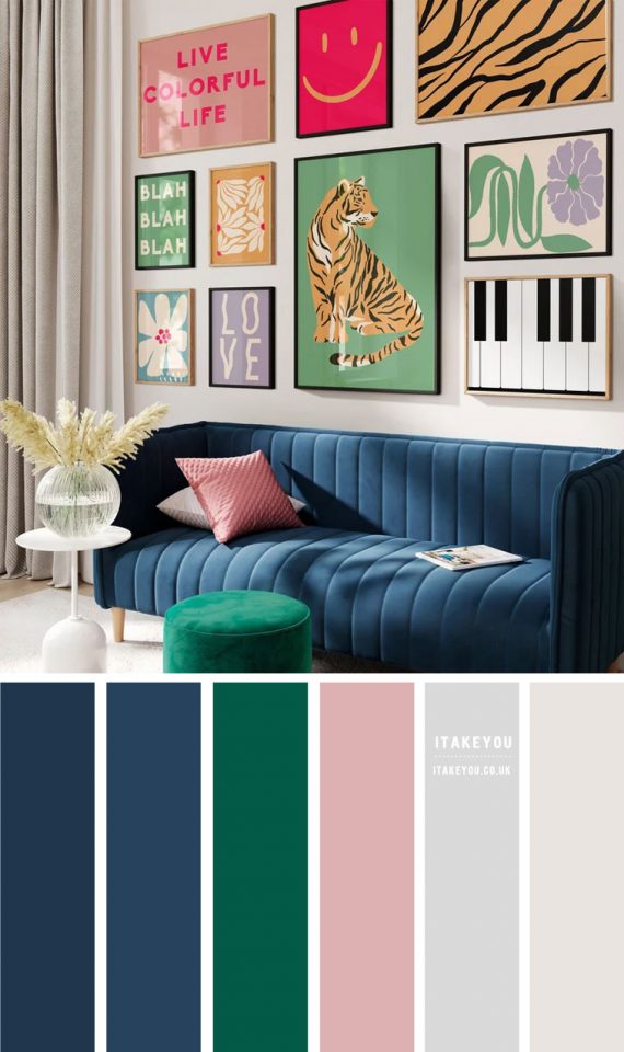 Light Grey Living Room With Navy Blue Green I Take You Positive