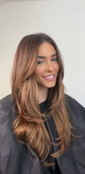 Flowing Elegance Long Layered Haircuts Ideas Caramel Brown With