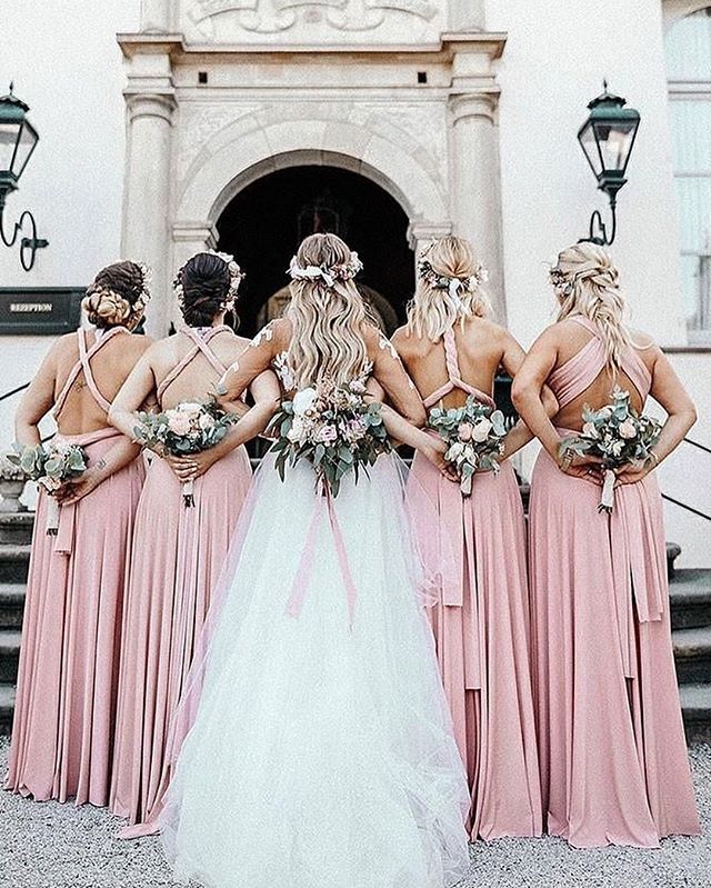 powder pink bridesmaid dresses