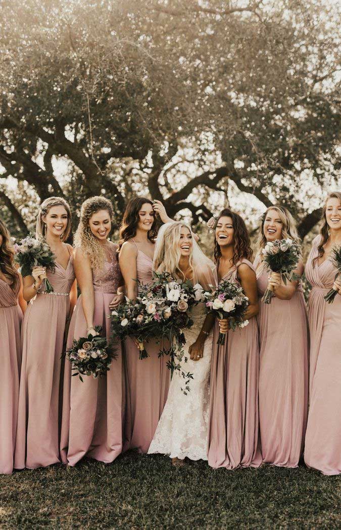 Blush Bridesmaids Dresses | Affordable Rose Pink Gowns | Goddiva