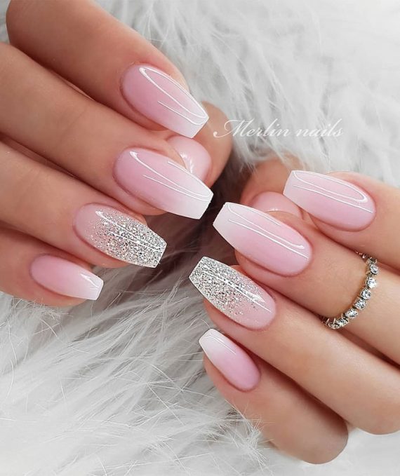 Stunning Wedding Nail Art Designs Shimmery And Ombre French Tip Nails 8713