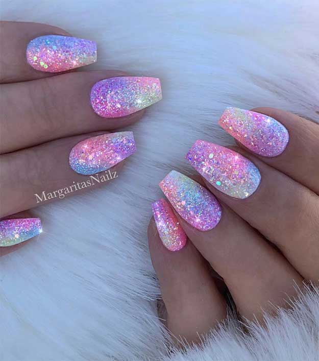 Top 104+ Pictures Different Shades Of Pink Nails With Glitter Sharp