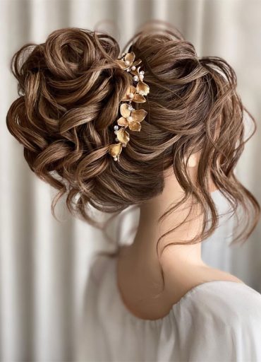 65 The Most Romantic Wedding Hairstyles Messy Loose Curled Updo 5505