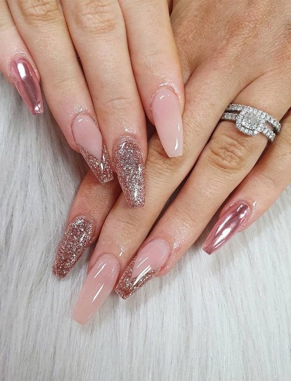 Rose Gold Best Classy Wedding Nails for an Elegant Bride