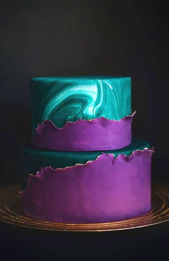 green and gold marble spring weddingcake - Decorated Cake - CakesDecor