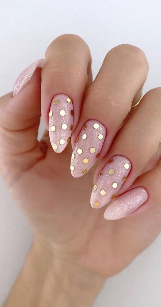 48 Most Beautiful Nail Designs To Inspire You Gold Polka Dot Nails 5534