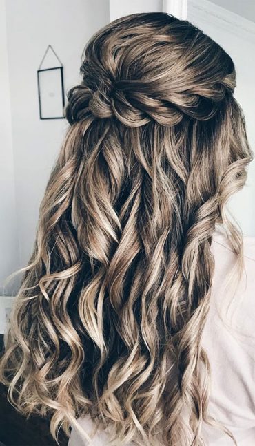 45 Beautiful half up half down hairstyles for any length : Twisted with