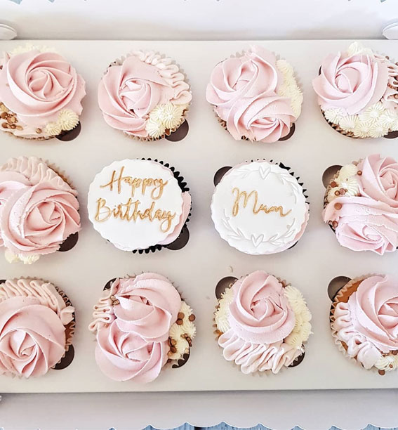 Birthday cup cakes with cream cheese frosting