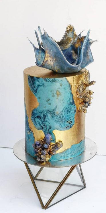 37 Pretty Cake Ideas For Your Next Celebration : Marble blue and gold cake