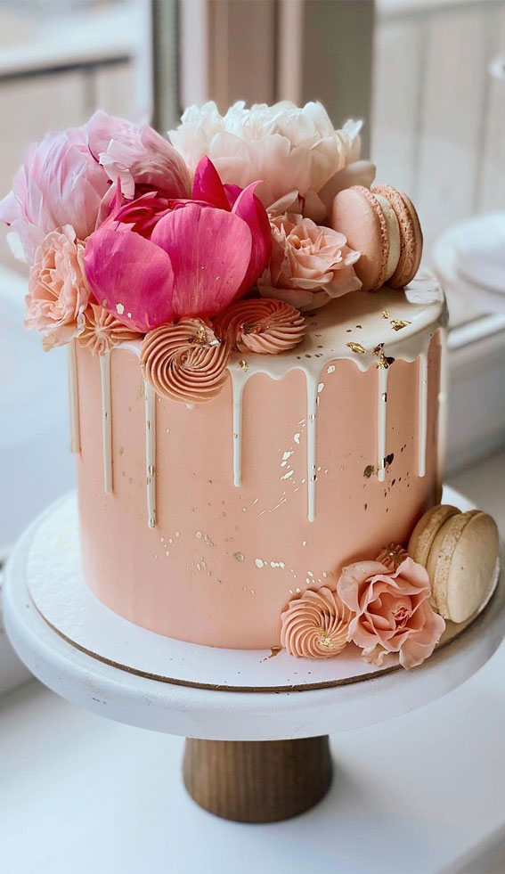 37 Pretty Cake Ideas For Your Next Celebration Peach Cake With White Icing Drip