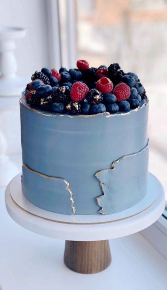 37 Pretty Cake Ideas For Your Next Celebration : Blue grey cake