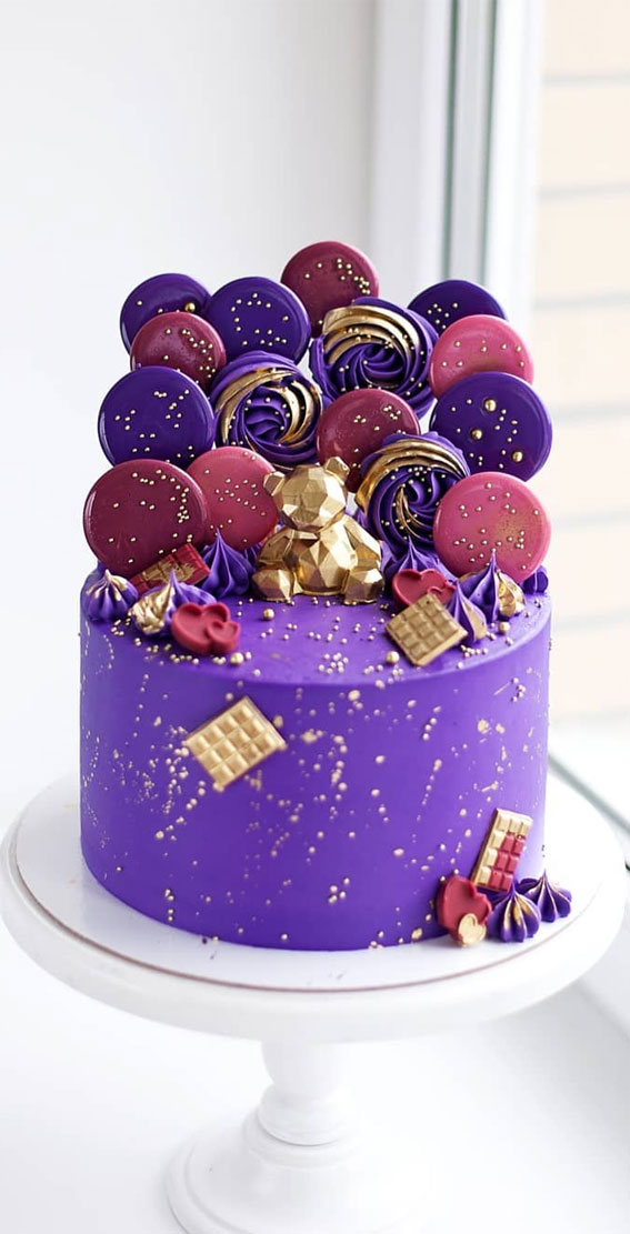 Online Cake Order - Purple Flowers #8SeasonalFlowers – Michael Angelo's