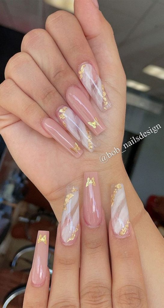 33 Way to Wear Stylish Nails Pink and Marble Nails