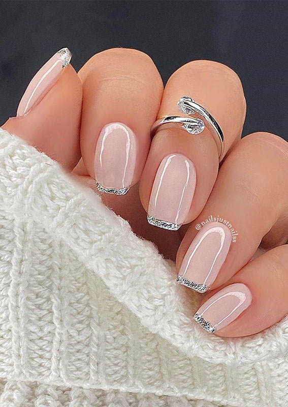 40 Modern French Style Nails To be Wearing in 2022 : Sparkle Gel French Tip  Nails