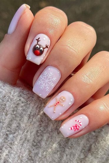 Festive Christmas Nail Art Ideas Nude Pink Christmas Nails 