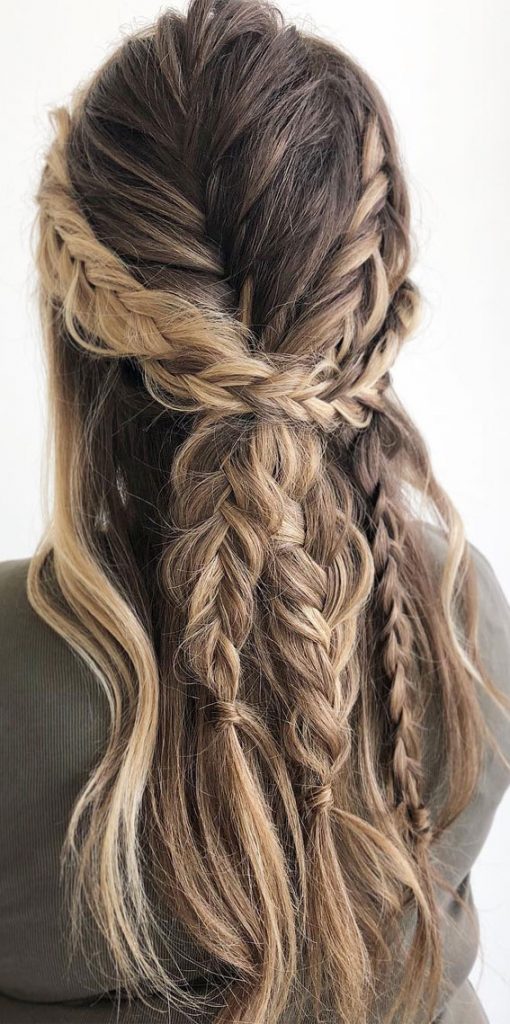 45 Beautiful half up half down hairstyles for any length : Boho Half Up