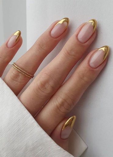 Most Beautiful Nail Designs You Will Love To wear In 2021 : French Metallic