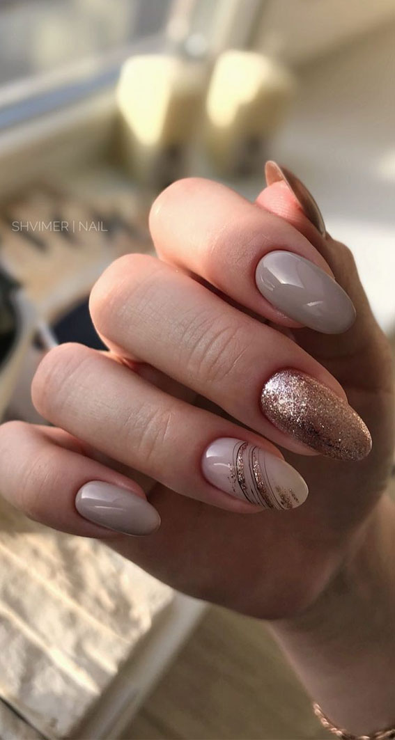 49 Cute Nail Art Design Ideas With Pretty & Creative Details : Blush pink  and rose gold nail design