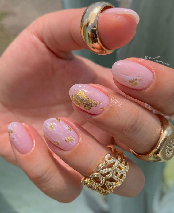 49 Cute Nail Art Design Ideas With Pretty & Creative Details : Blush pink  and rose gold nail design