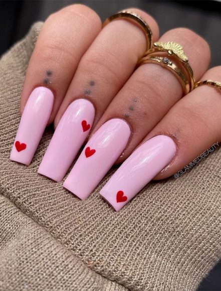 Beautiful Valentine's Day Nails 2021 : Small Love Heart Subtle