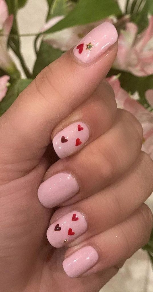 Beautiful Valentine's Day Nails 2021 : Red Love Heart Pink Nails