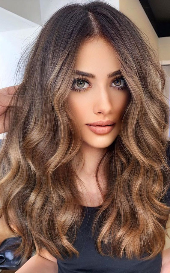 Best Hair Colours To Look Younger : Sparkling amber highlights